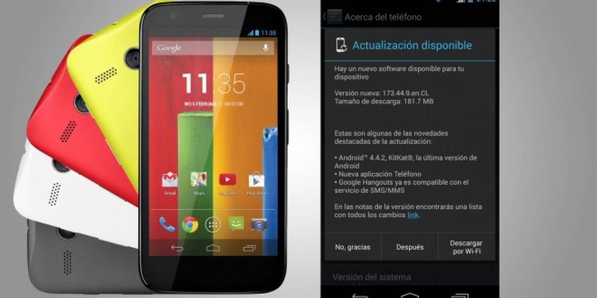 Motorola Moto G de Movistar Chile y Claro ya comienza a recibir a Android 4.4.2 KitKat