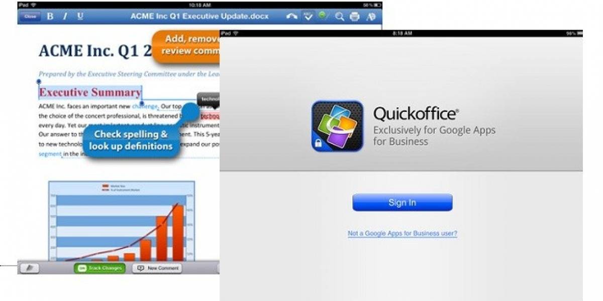 Quickoffice gratis con Google Drive para iPad ya disponible, pero no para todos