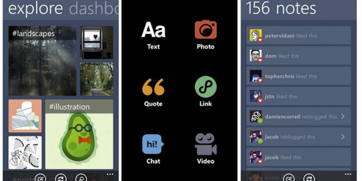 Lanzan aplicación oficial de Tumblr para Windows Phone 8