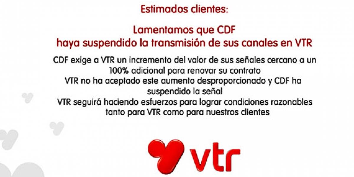 Chile: Clientes de VTR se quedan sin el Canal del Fútbol (CDF)