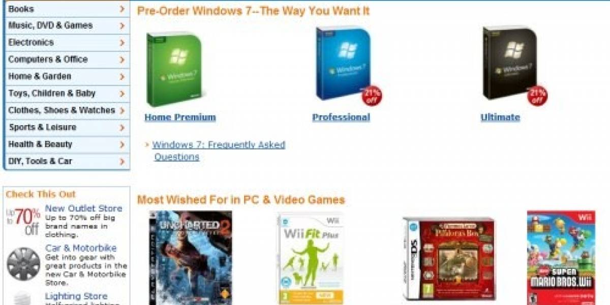 Windows 7 se toma los primeros lugares de Amazon