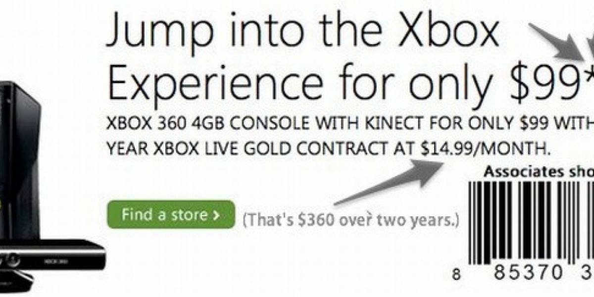 Microsoft ofrece una Xbox 360 a USD $99 y con contrato de dos años a Xbox Live