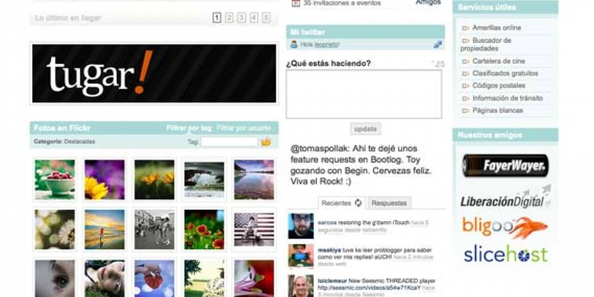 Begin 5: Gmail, Twitter, Facebook, Flickr, YouTube y tus blogs favoritos... en una página