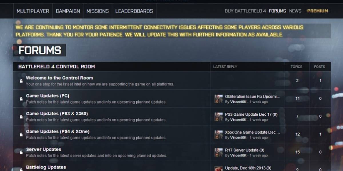 Servidores de Battlefield 4 presentan problemas