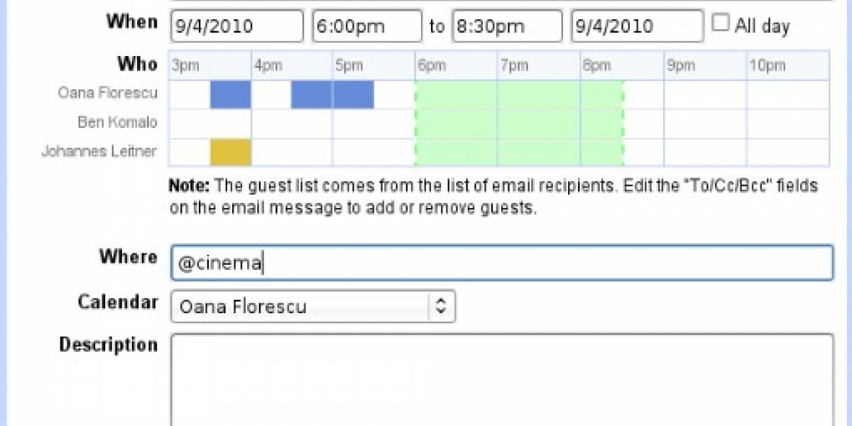 Gmail permite insertar calendarios