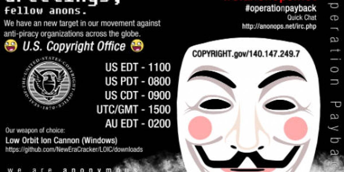 Anonymous ataca la Oficina de Copyright de EE.UU.