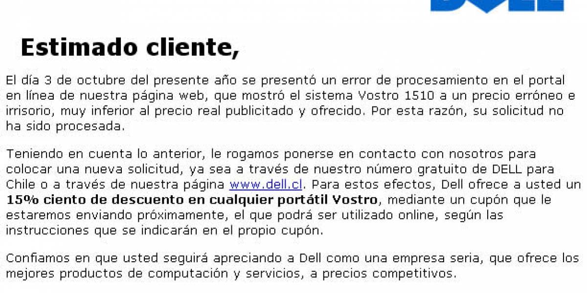 Dell cancela las órdenes