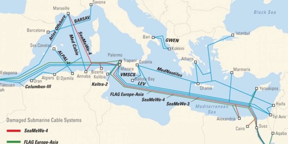 Corte en cables submarinos afecta comunicaciones entre Europa y Asia