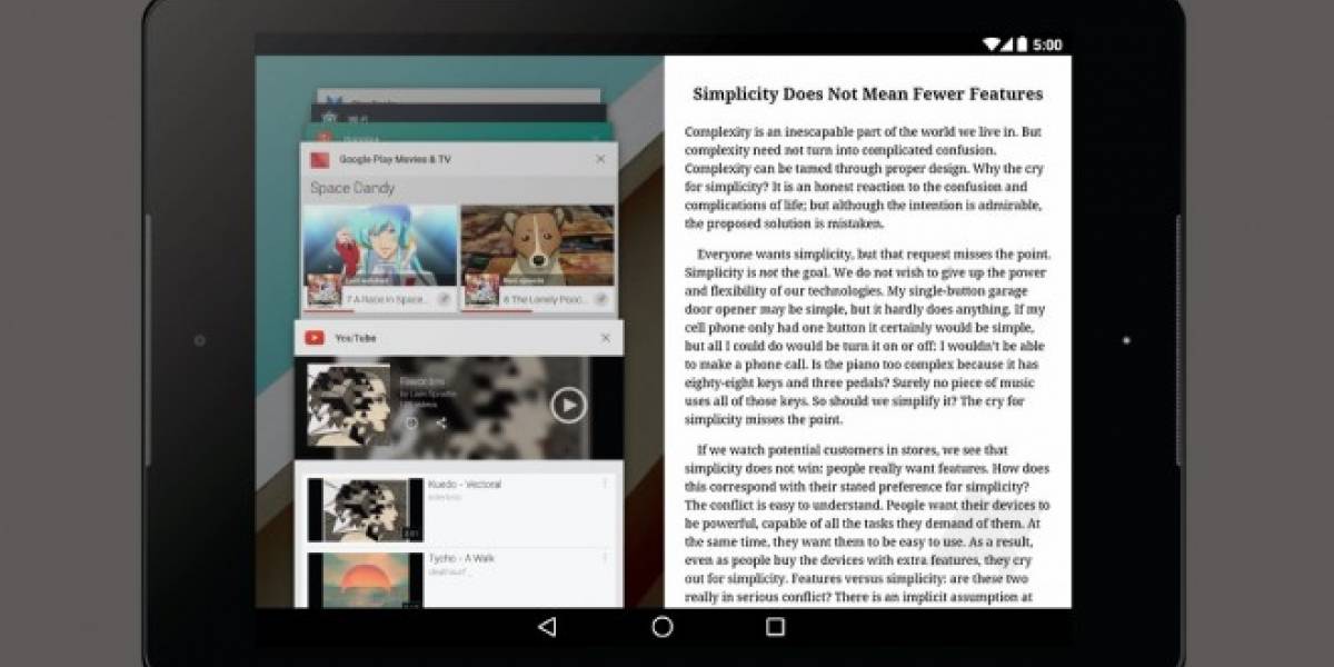 Conoce cómo aseguran que podría funcionar la multitarea en Android L