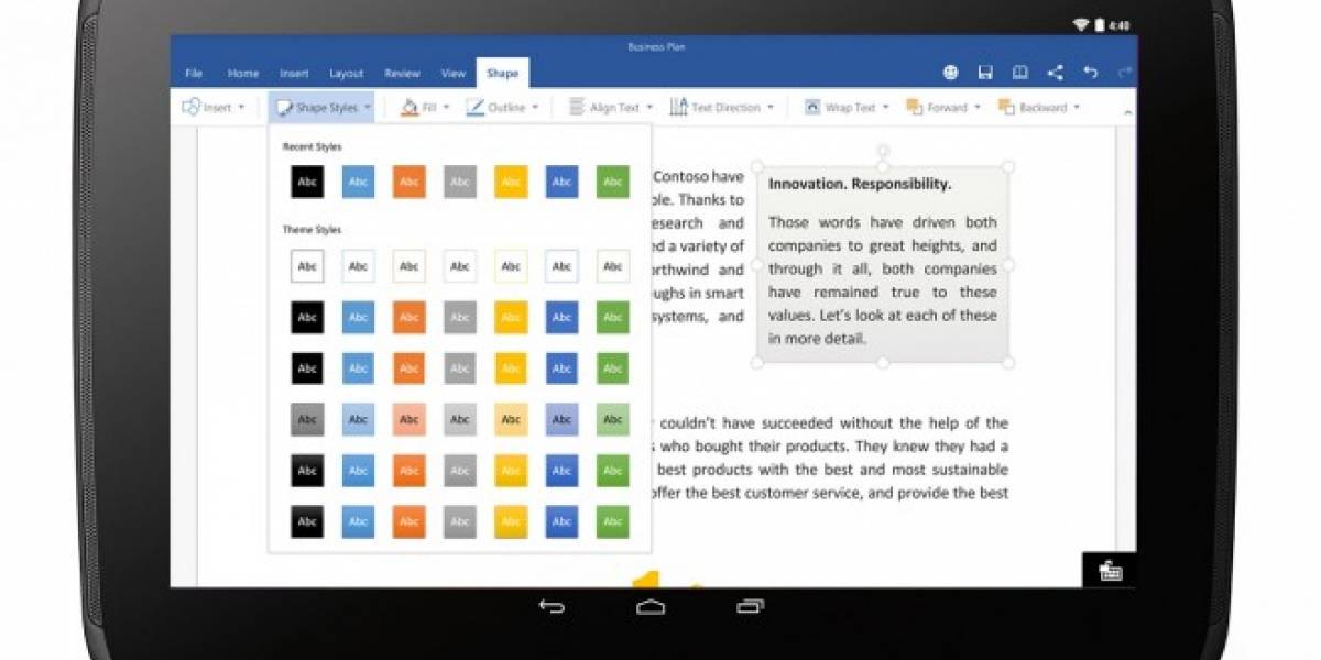 Office ya está disponible para tablets con Android