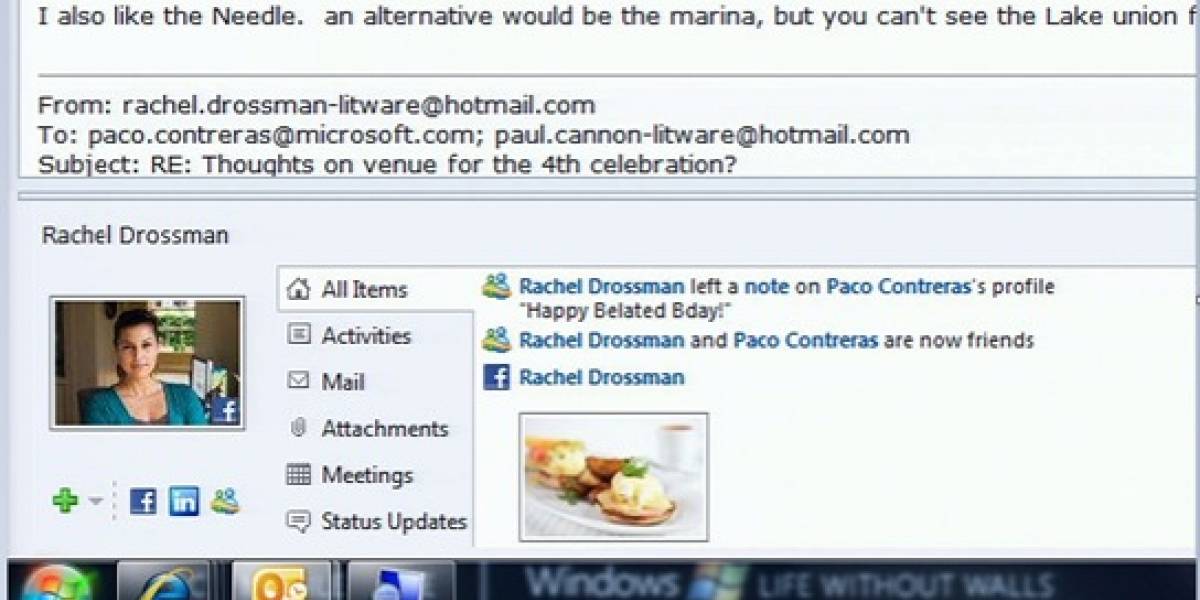 Outlook ahora se conecta con Facebook