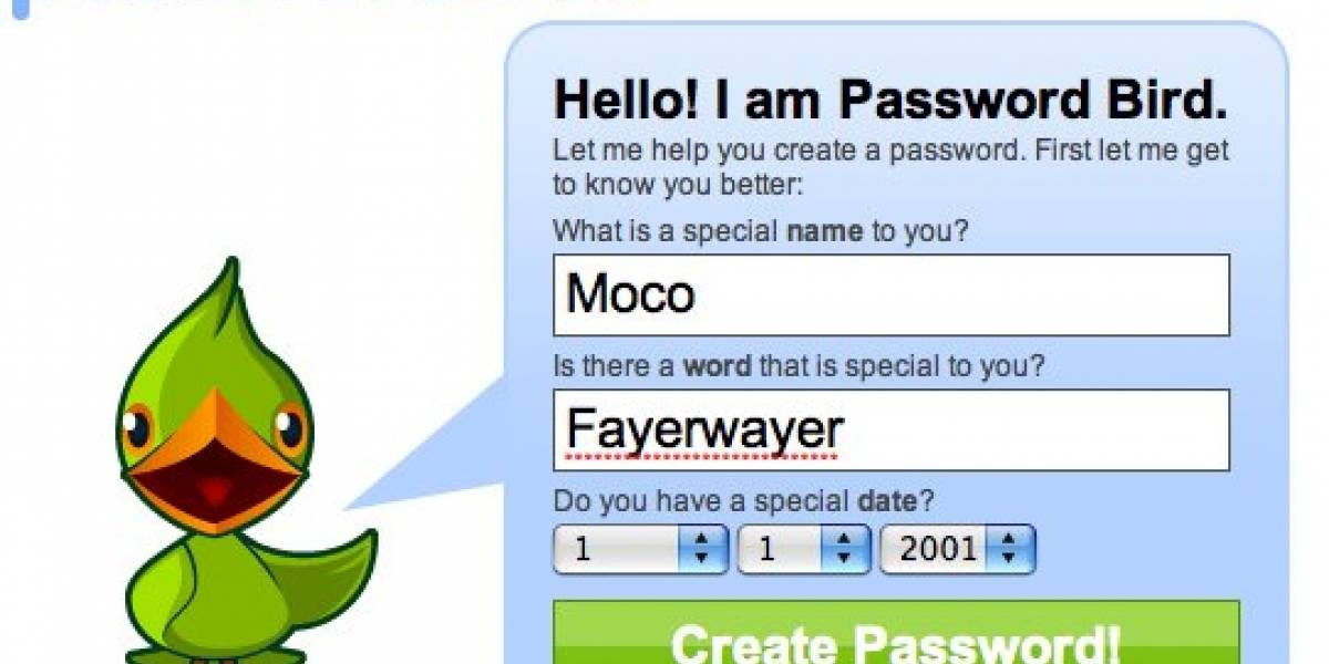 Password Bird: Tu contraseña llega volando