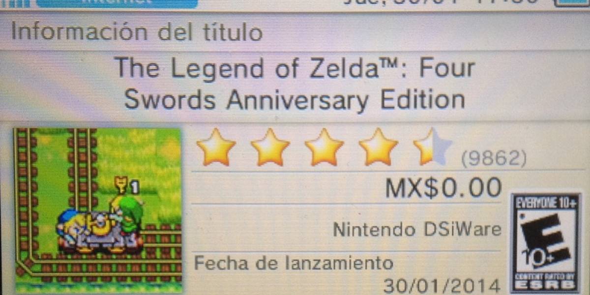 The Legend of Zelda: Four Swords Anniversary Edition gratis en la eShop