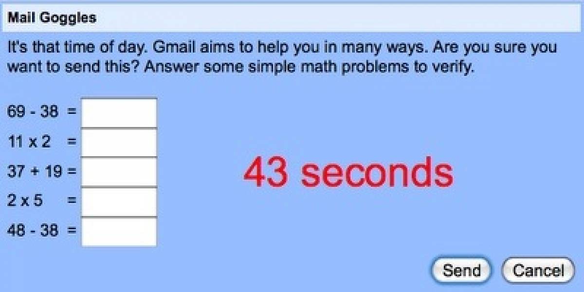 Mail Goggles evita que envíes mensajes desde Gmail cuando estás borracho