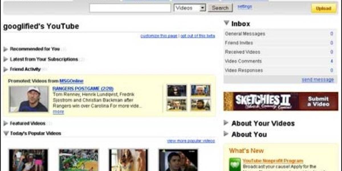 YouTube ahora tiene homepage personalizada (beta)