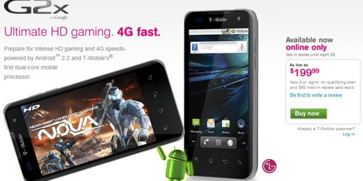 T-Mobile G2x a la venta online por USD $200. En tiendas este 20 de abril.