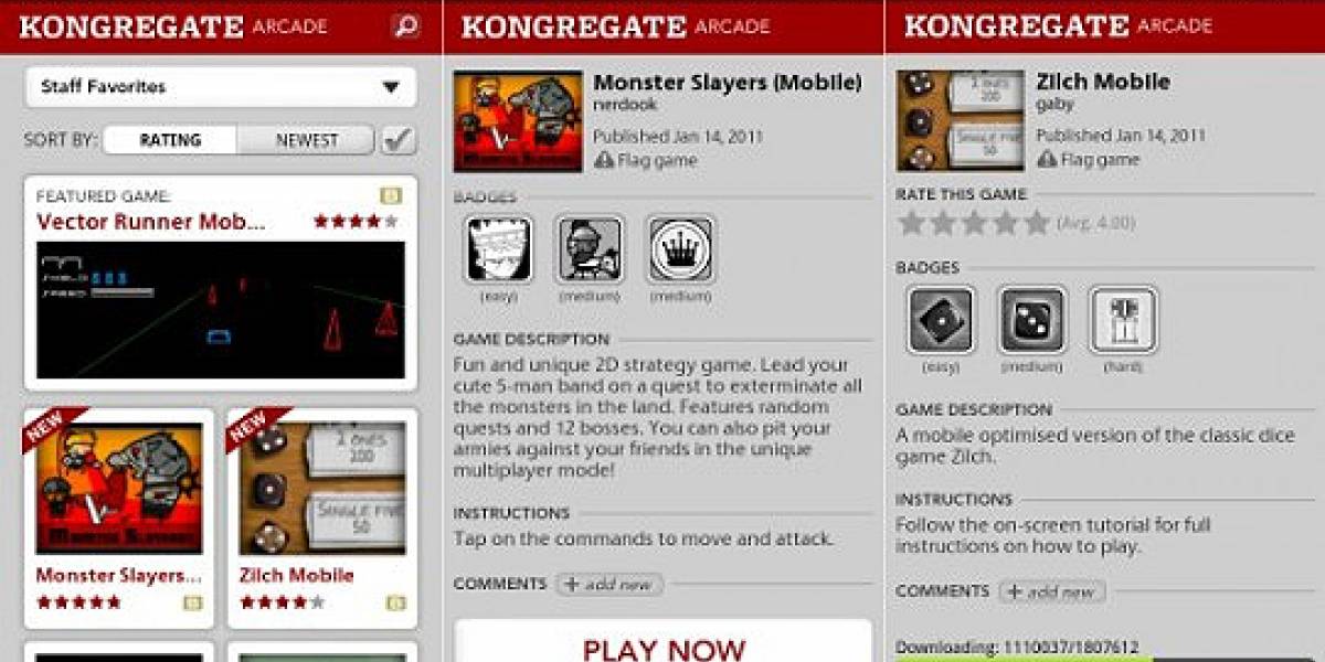300 juegos gratis para Android en Kongregate Arcade