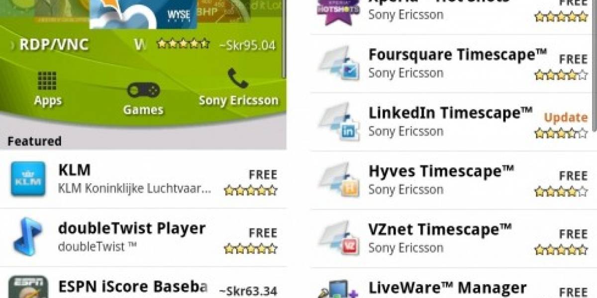 Sony Ericsson abre su propia sección dentro de Android Market