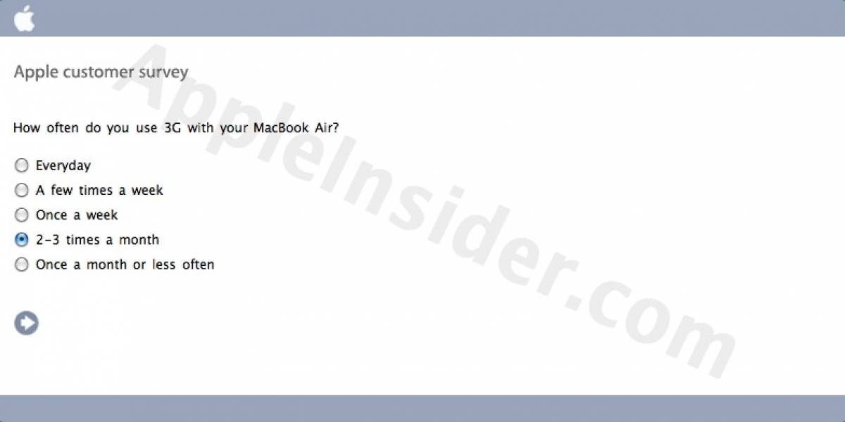 Apple le pregunta a los usuarios del MacBook Air acerca del uso de 3G