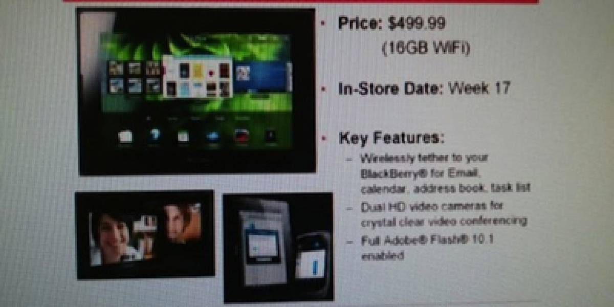 BlackBerry PlayBook WiFi 16GB apareció con precio en lista de Office Depot