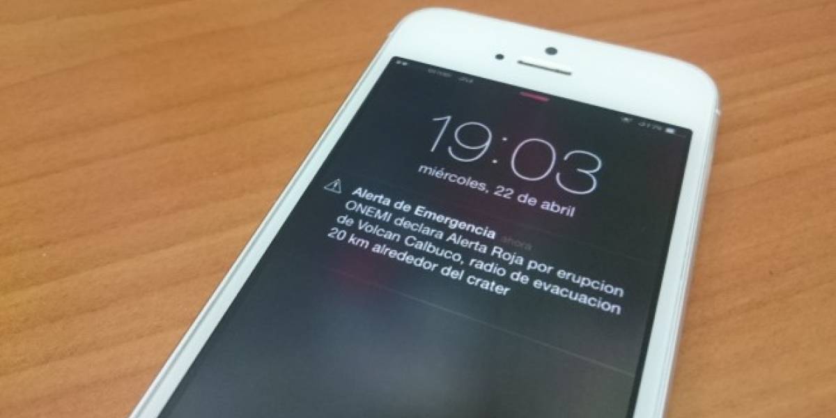 Alertas de Emergencia (SAE) debutaron en iOS tras erupción del Volcán Calbuco