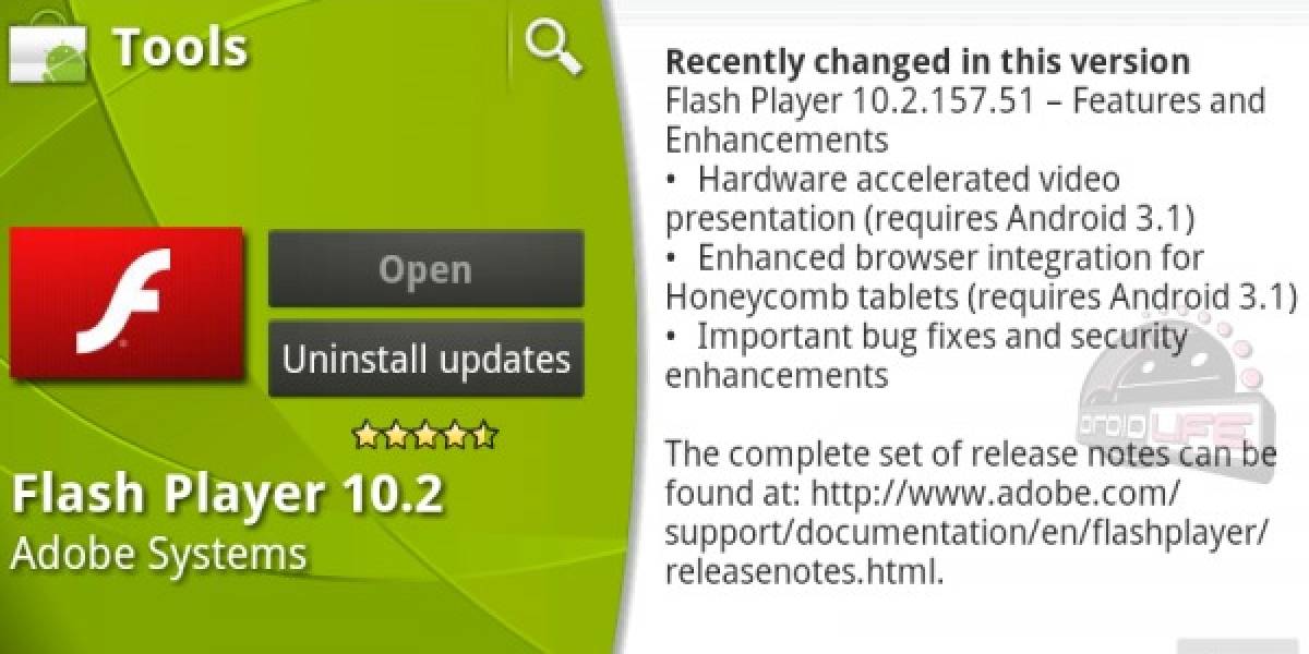 Flash 10.2 revela Android 3.1 para tablets