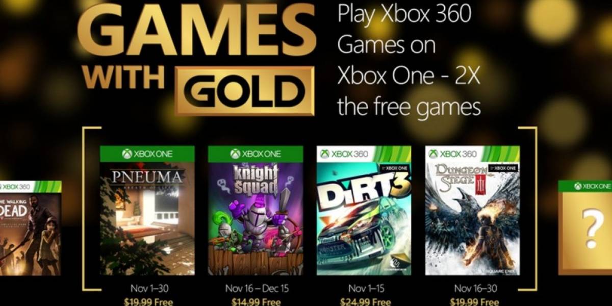 Games with Gold para noviembre: Pneuma, DiRT 3 y más