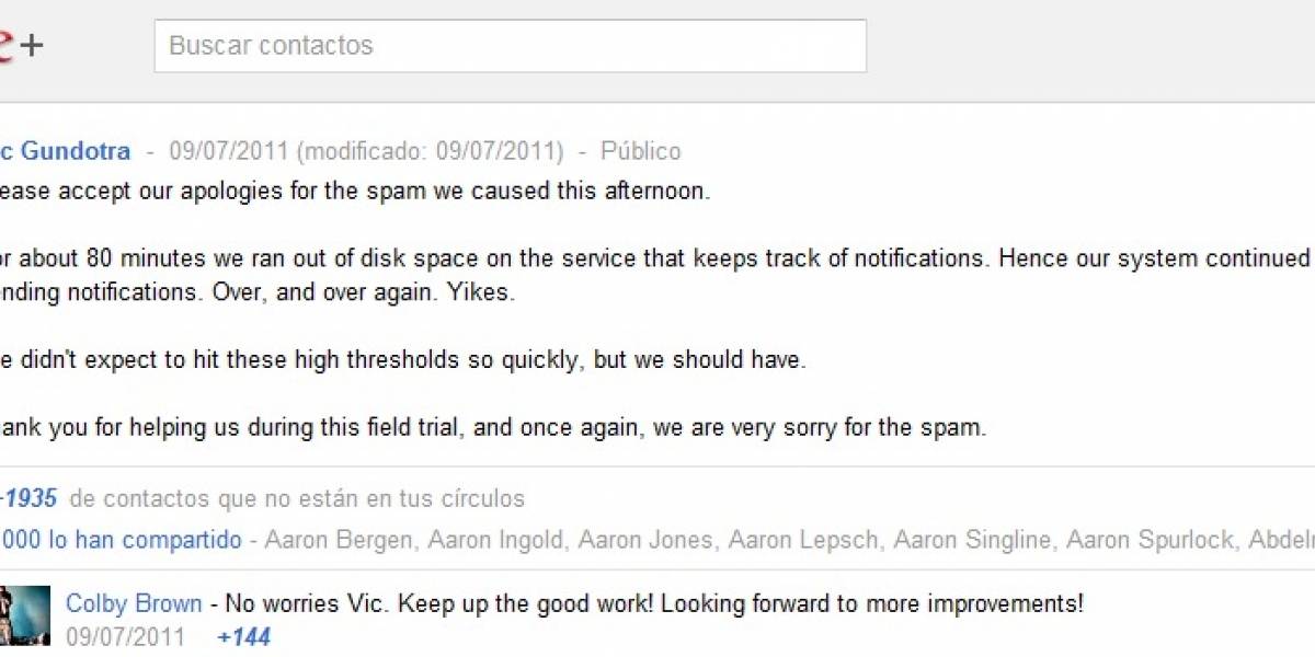 Se le acabó el espacio en el disco duro a Google+