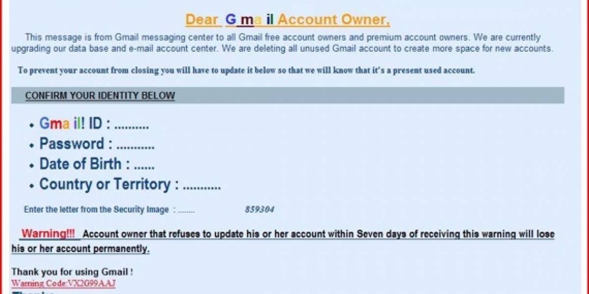 Phishing en GMail: Somos tontos... ¡pero nunca tanto!