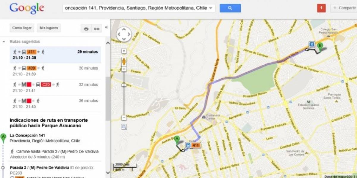 Chile: Google lanza Transit, la capa de transporte público en Santiago para Google Maps