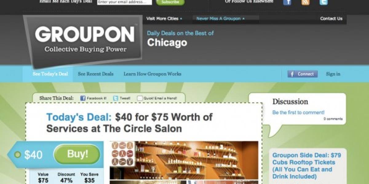 GroupOn valdría USD 15.000 millones en bolsa