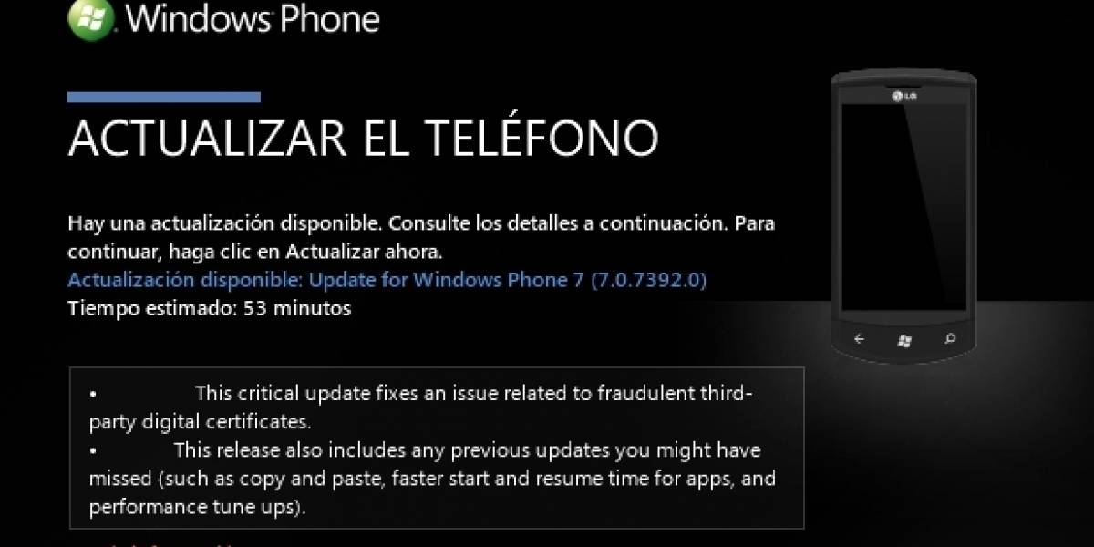 La actualización de seguridad de WP7 empieza a liberarse. Pero no para todos
