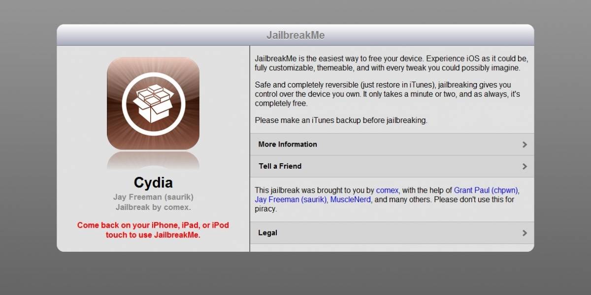 JailbreakMe para iPad 2 funciona, sólo necesitas tu navegador