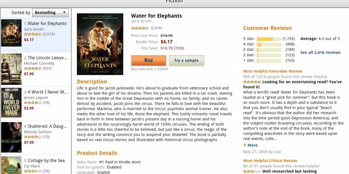 Kindle ahora para tablets con HoneyComb