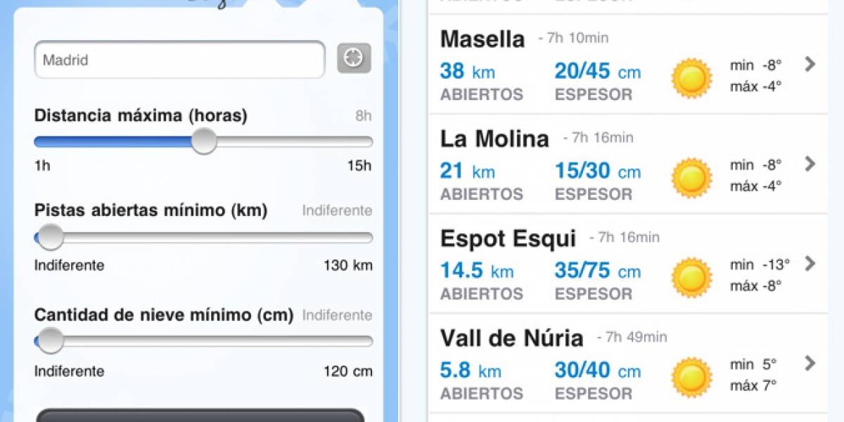 España: Planifica tus viajes de esquí desde el teléfono móvil