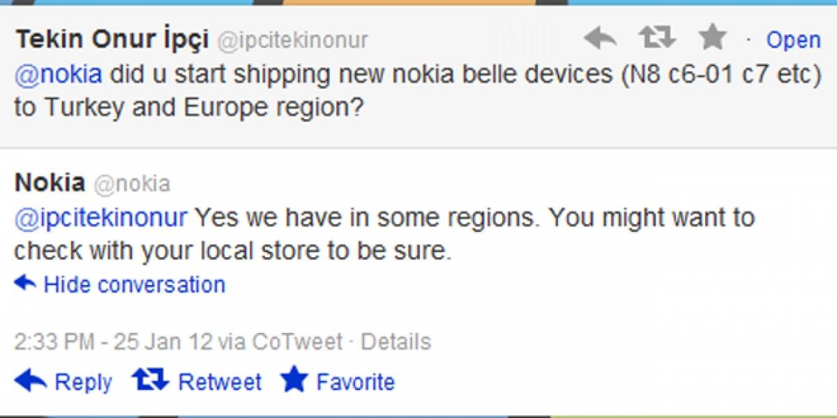 Nokia ya está vendiendo sus equipos con Symbian Belle