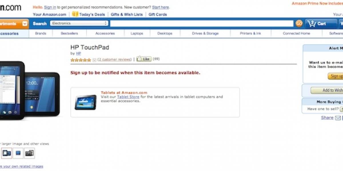 El HP TouchPad ya está en Amazon, pero no puedes comprarlo