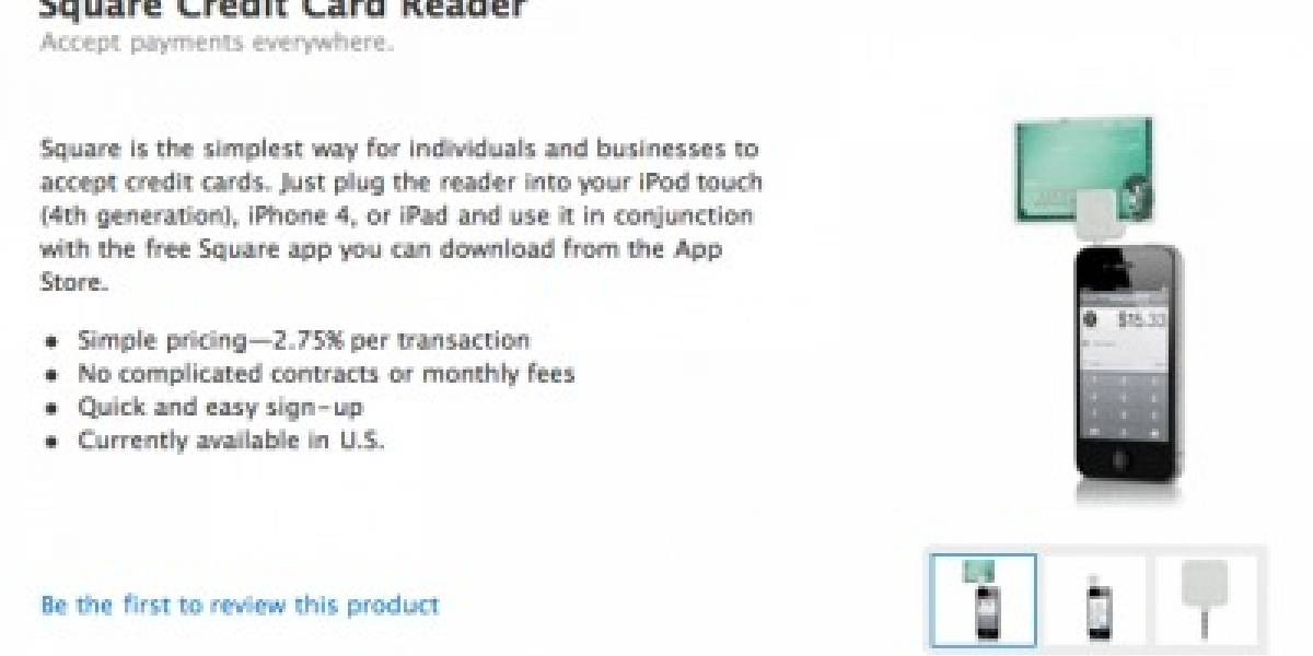 El lector de tarjetas de crédito Square ya está disponible en la AppStore