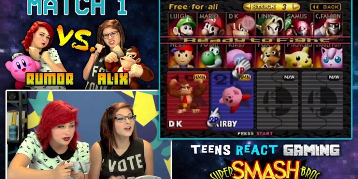 Adolescentes juegan Super Smash Bros. de Nintendo 64 por vez primera