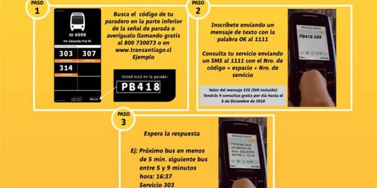 Chile: Transantiago lanzó servicio SMS para consultar paso del próximo bus