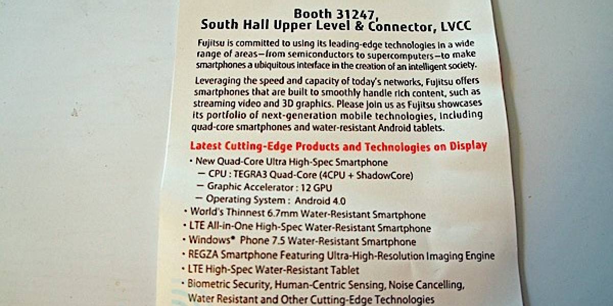CES 2012: Fujitsu podría mostrar un smartphone quad-core con ICS