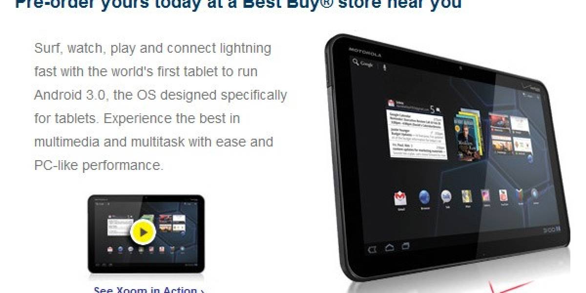 Motorola Xoom debuta este jueves a USD$800, preorden lista en Best Buy