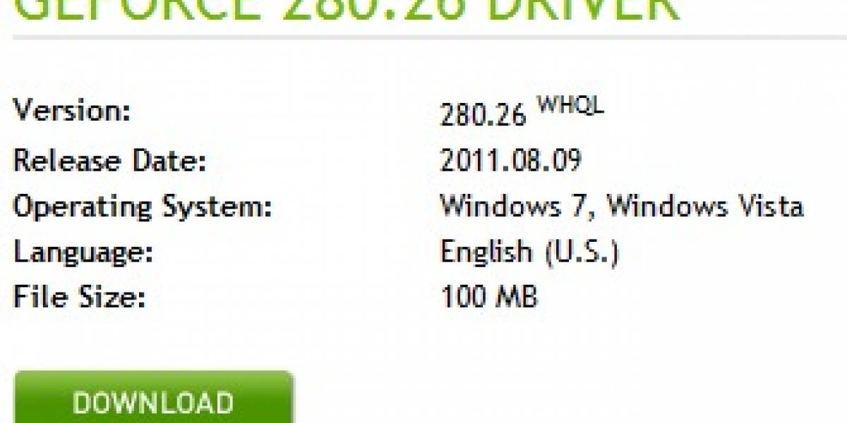 Aparecen drivers NVIDIA GeForce 280.26 con certificación WHQL