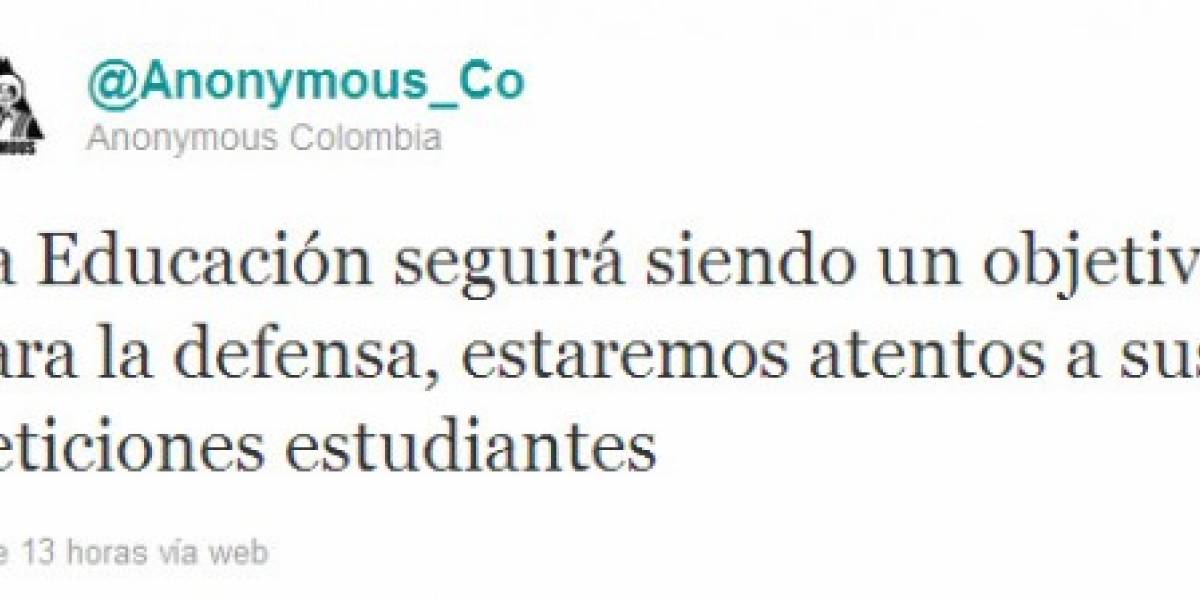 Anonymous atacó sitios del gobierno de Colombia por reforma a la educación