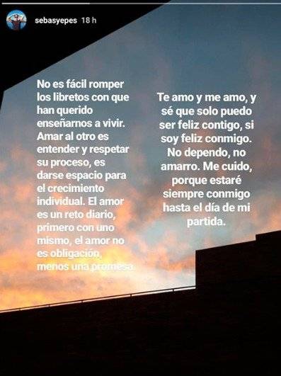 Captura de pantalla Instagram Sebastián Yepes