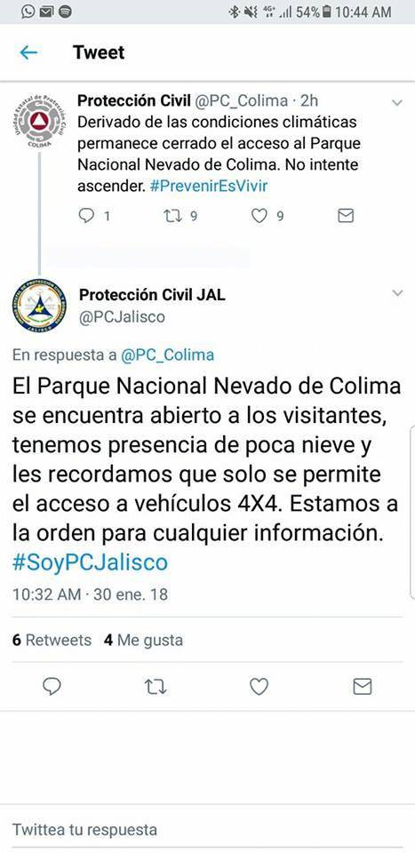 Nevado de Colima se pinta de blanco y espera a visitantes