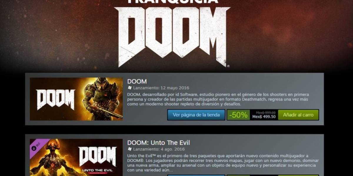 La franquicia DOOM está de oferta en Steam