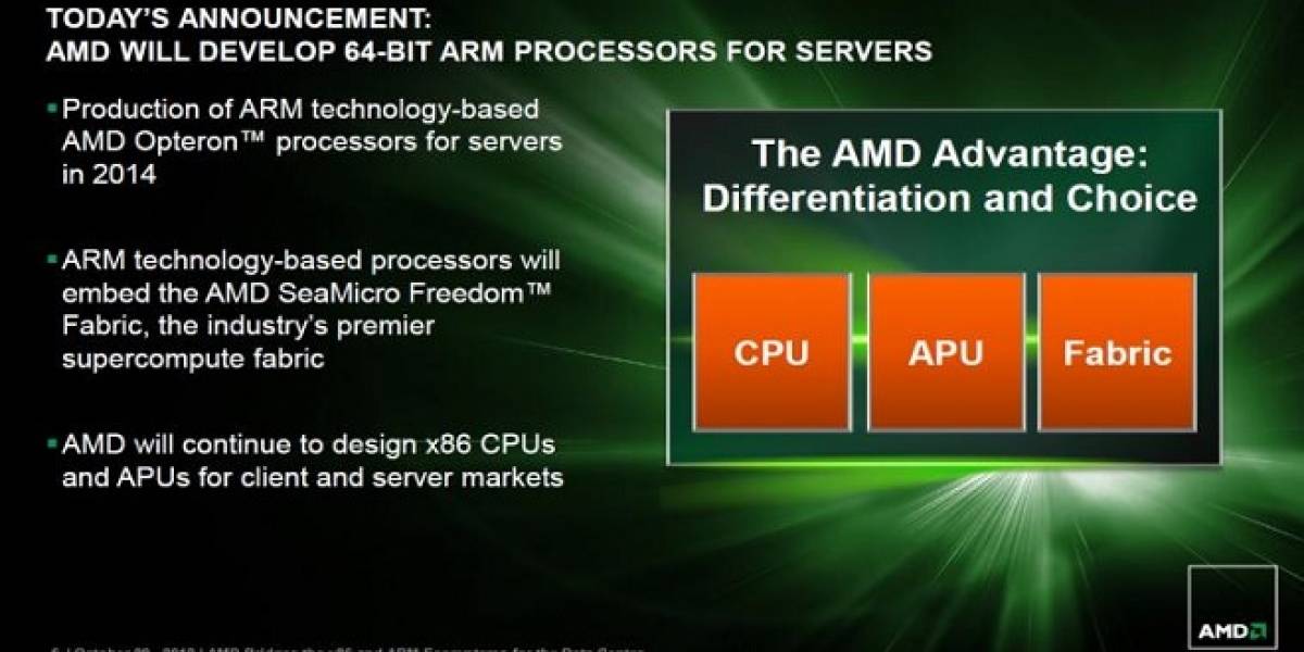 AMD anuncia futuros CPUs Opteron basados en ARM64
