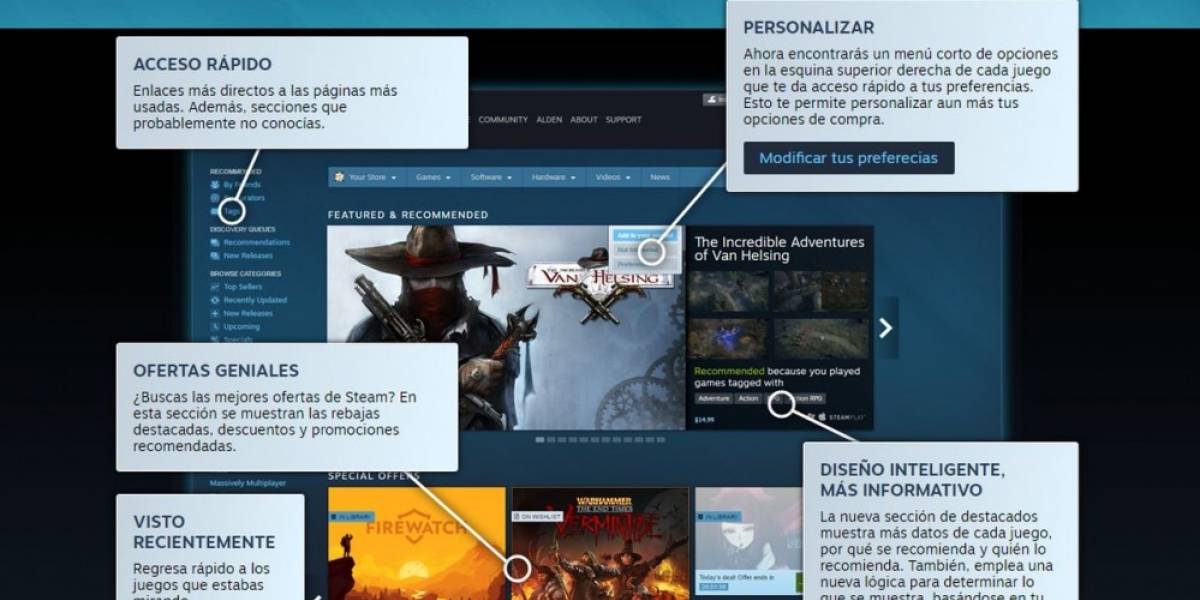 Ya está disponible el rediseño de la tienda de Steam
