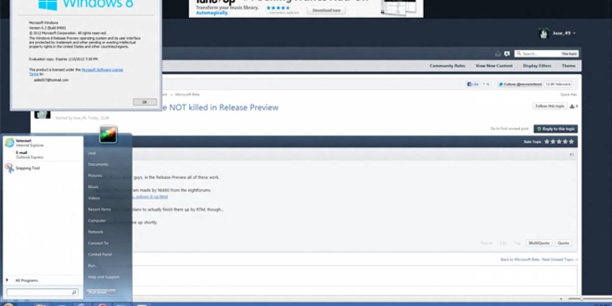 El menú inicio sigue vivo en Windows 8 Release Candidate